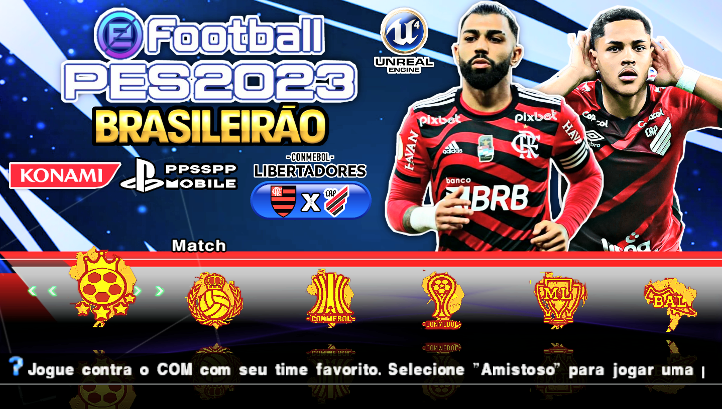 PES Efootball 2023 para ppsspp/PSP para Android Brasileirão+ Europeu . 