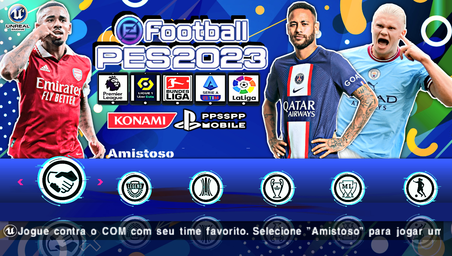 PES Efootball 2023 para ppsspp/PSP para Android Brasileirão+ Europeu . 